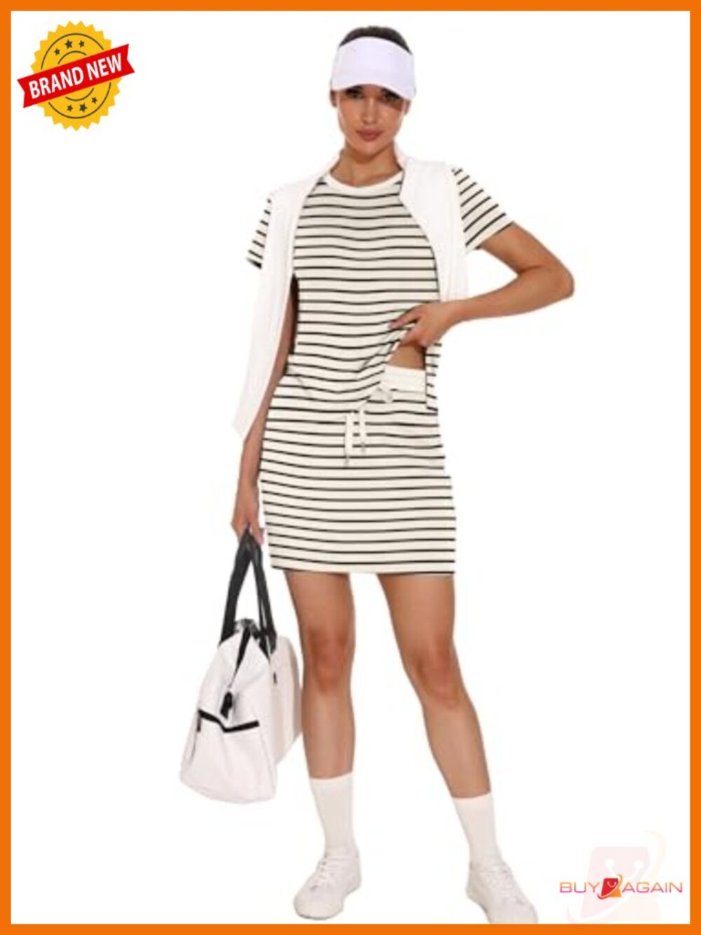 2 Piece Skirt Set Side Slit Top Tennis Skort Pockets Loungewear - Picture 5 of 6